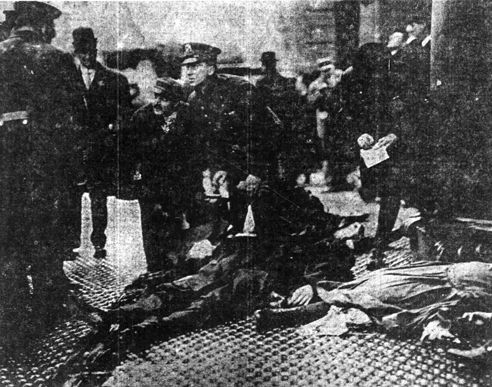 “Photo of New York Shirtwaist Factory Holocaust; Taking Down Description of the Dead.” The Pensacola Journal. March 31, 1911. Library of Congress