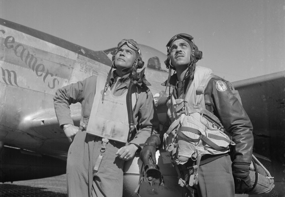 Col. Benjamin O. Davis and Edward C. Gleed at air base in Ramitelli, Italy, in March 1945 by Toni Frissell.